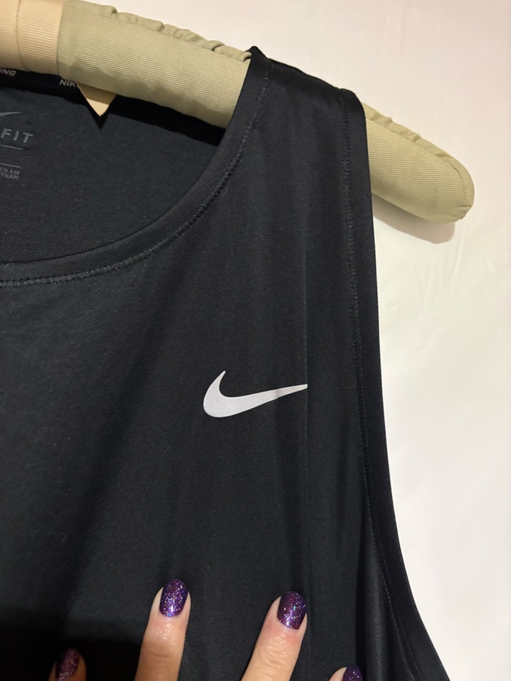 Nike Black Athletic Dri-FIT Tee with White Swoosh - Picture 2 of 8